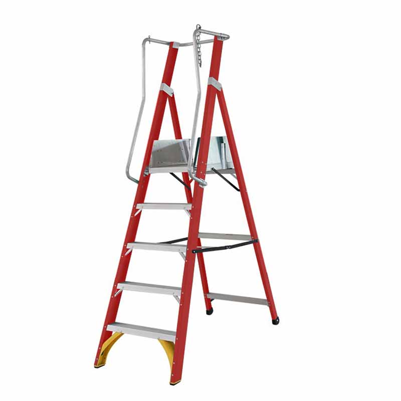 fiberglass platform ladder with handrails